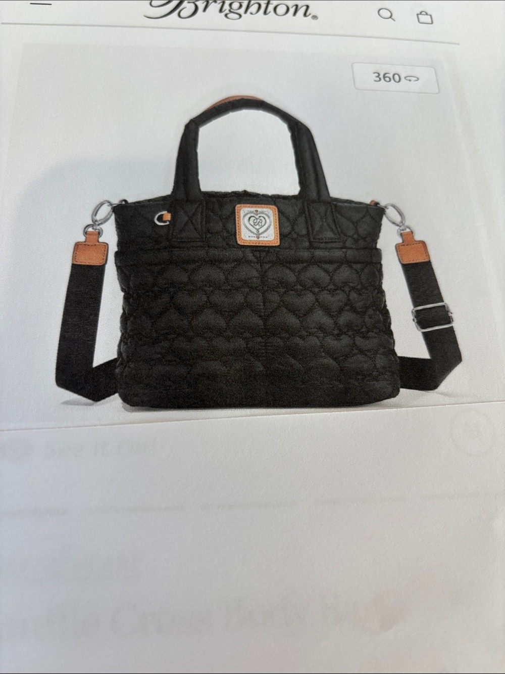 Brighton Black Quilted Shoulder Tote with Tan Accents